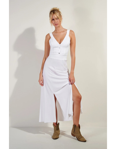 Robe Longue évasée, Ralia, Pain De Sucre RALIA45-BLANC