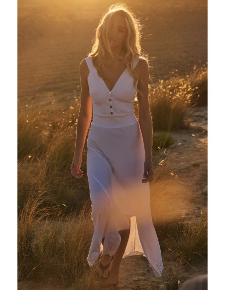 Long flared dress, Ralia, Pain De Sucre RALIA45-BLANC