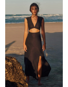 Robe Longue Manches Courtes, Kolil, Pain De Sucre KOLIL45-NOIR