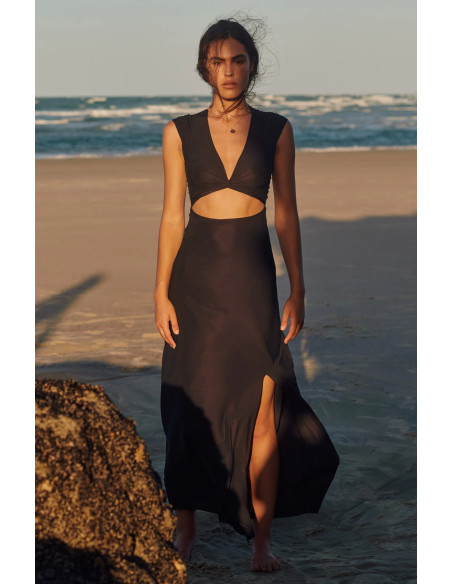 Robe Longue Manches Courtes, Kolil, Pain De Sucre KOLIL45-NOIR