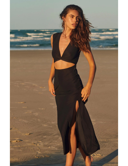 Robe Longue Manches Courtes, Kolil, Pain De Sucre KOLIL45-NOIR