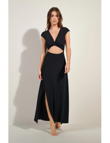 Robe Longue Manches Courtes, Kolil, Pain De Sucre KOLIL45-NOIR