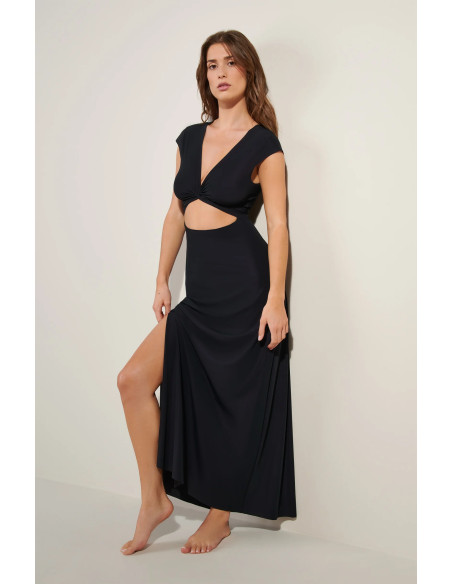 Robe Longue Manches Courtes, Kolil, Pain De Sucre KOLIL45-NOIR