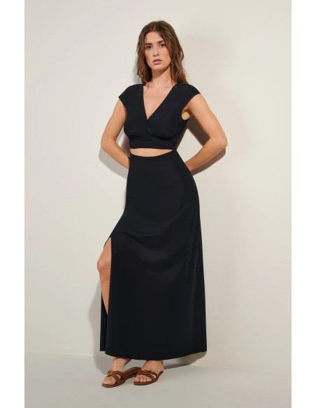 Robe Longue Manches Courtes, Kolil, Pain De Sucre KOLIL45-NOIR