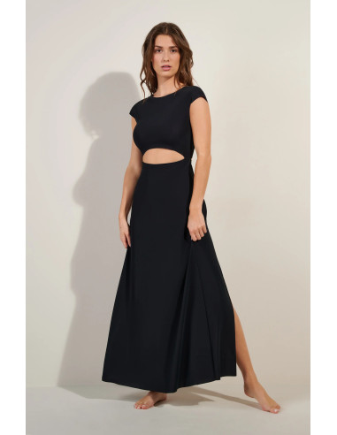 Robe Longue Manches Courtes, Kolil, Pain De Sucre KOLIL45-NOIR