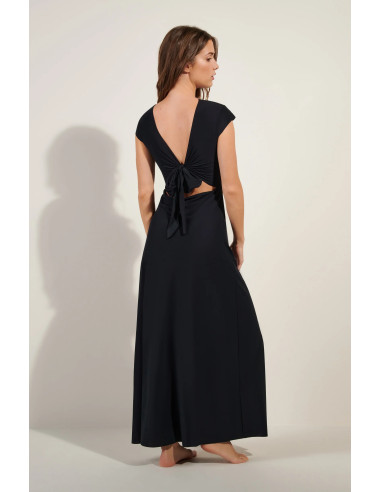 Robe Longue Manches Courtes, Kolil, Pain De Sucre KOLIL45-NOIR