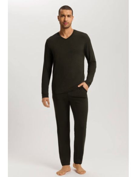 Long Trousers & Long-Sleeve V-Neck T-Shirt Set, Casual, Hanro 075036/040-3044