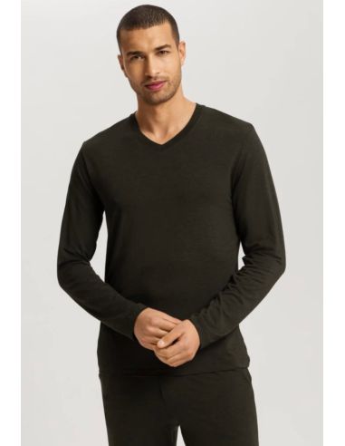 Long Trousers & Long-Sleeve V-Neck T-Shirt Set, Casual, Hanro 075036/040-3044