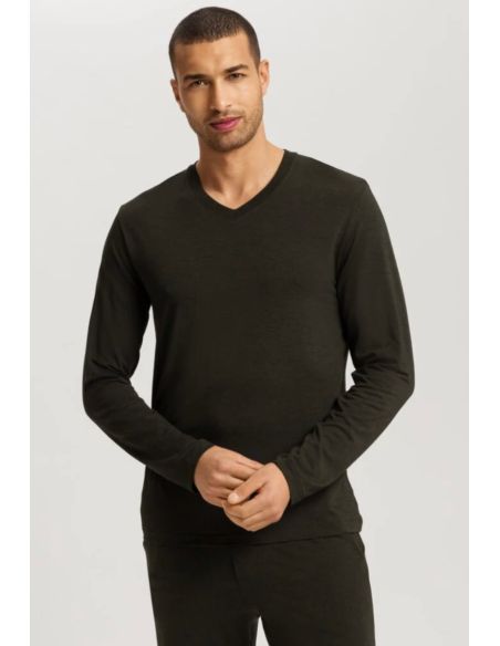 Ensemble Tee Shirt ColV Manches Longue & Pantalon, Casual, Hanro 075036/040-3044