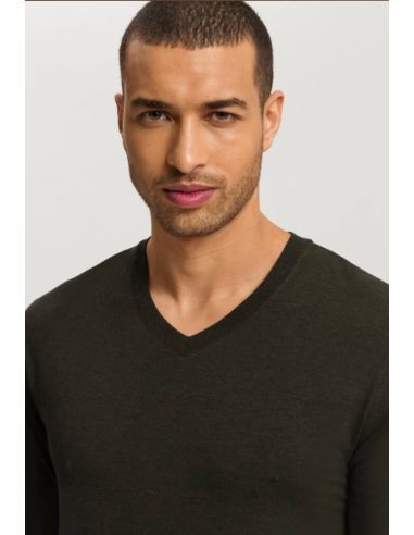 Long Trousers & Long-Sleeve V-Neck T-Shirt Set, Casual, Hanro 075036/040-3044