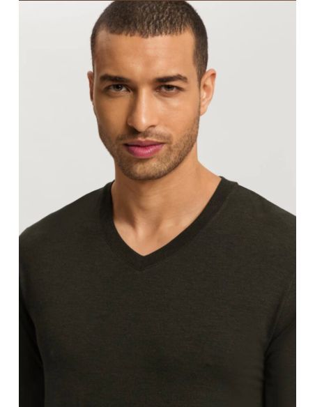 Long Trousers & Long-Sleeve V-Neck T-Shirt Set, Casual, Hanro 075036/040-3044