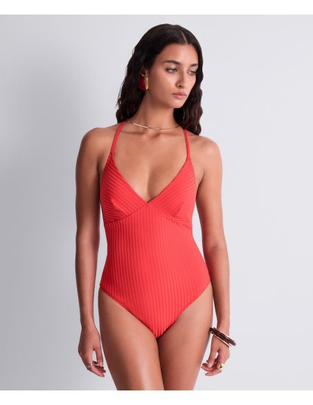 Maillot de Bain 1 Pièce Nageur Souple, Sun Pop - Coral, Aubade 6R67-CORA