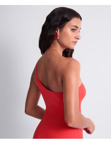 Maillot de Bain 1 Pièce Nageur Asymétrique, Sun Pop - Coral, Aubade 6R67-A-CORA