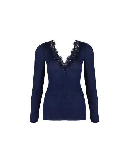 Pull Manches Longues Col V, Eclat Couture - Blue Night, Lise Charmel ANJ9073-BN