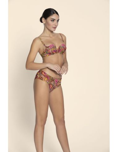 Underwired Half Cup Bra, Danse des Fleurs - Fushia Vert, ACJ3037-FE