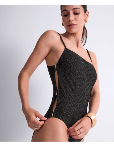 Maillot De Bain 1Pièce Nageur Souple, Golden Horizon, Aubade 6S67-BLAK