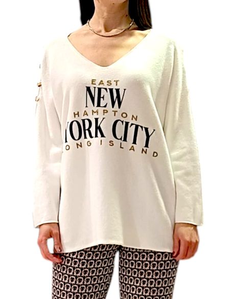 Pull - Taille Unique, New York - Beverly, PULLBEVEN-BLANC