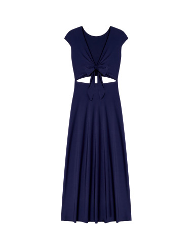 Robe Longue évasée et ajourée à la Taille, Lil, Pain De Sucre LIL11-NAVY