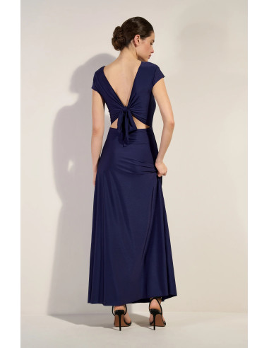 Robe Longue évasée et ajourée à la Taille, Lil, Pain De Sucre LIL11-NAVY
