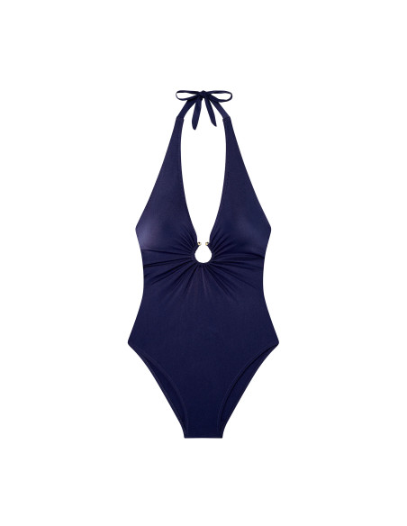One-Piece Swimsuit with Jewel Detail, Leven, Pain De Sucre LEVEN11-NAVY