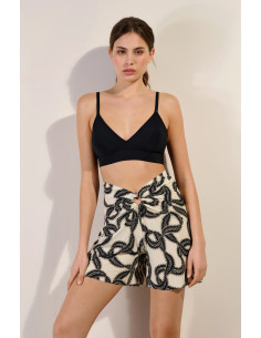 Loose-fitting, high-waisted shorts in lightweight, stretchy voile, Stelle, Pain De Sucre STELLE07