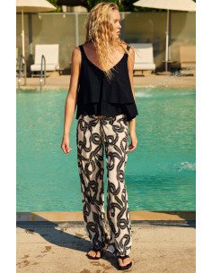 Pantalon Ample en Voile Léger Extensible, Prele, Pain De Sucre PRELE07 2