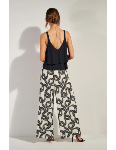 Pantalon Ample en Voile Léger Extensible, Prele, Pain De Sucre PRELE07