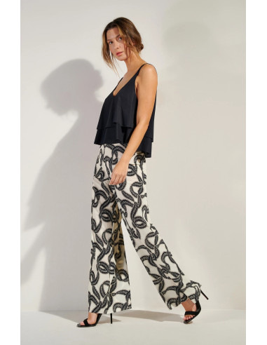 Pantalon Ample en Voile Léger Extensible, Prele, Pain De Sucre PRELE07