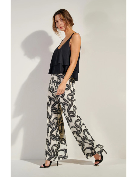 Pantalon Ample en Voile Léger Extensible, Prele, Pain De Sucre PRELE07