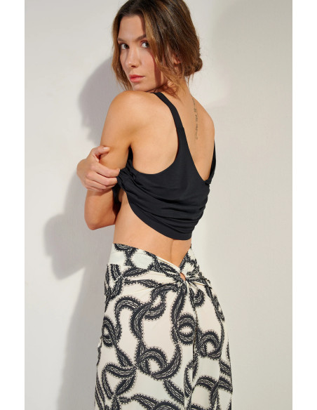 Pantalon Ample en Voile Léger Extensible, Prele, Pain De Sucre PRELE07