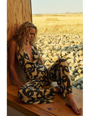 Loose-fitting jumpsuit in lightweight stretch voile, Calin, Pain De Sucre CALIN07