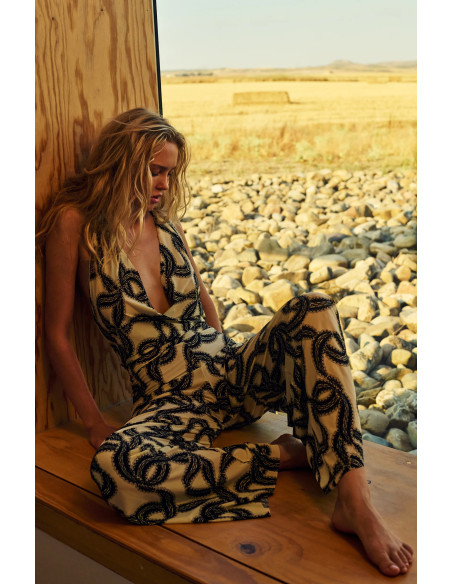 Loose-fitting jumpsuit in lightweight stretch voile, Calin, Pain De Sucre CALIN07