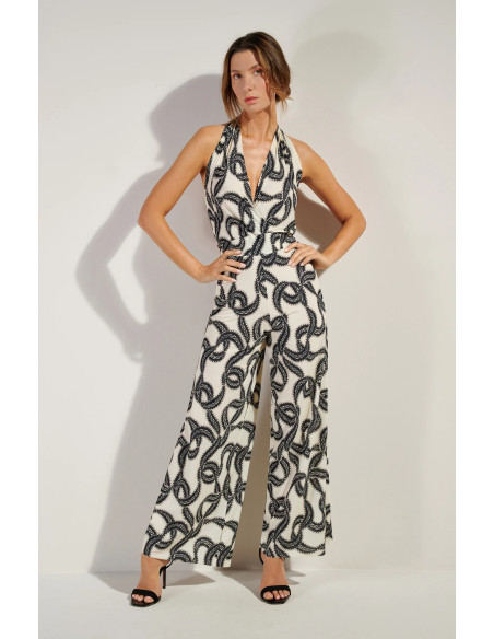 Loose-fitting jumpsuit in lightweight stretch voile, Calin, Pain De Sucre CALIN07