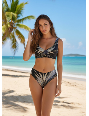 Women's Gold Floral Draped Bikini Top B/C cup, Ad Selection 15524-000110