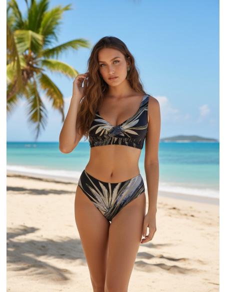 Women's Gold Floral Draped Bikini Top B/C cup, Ad Selection 15524-000110