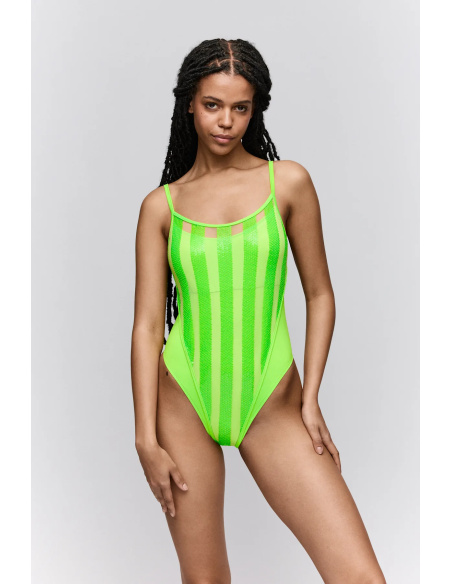 Maillot de Bain 1 Pièce Bateau Rembourré Amovible, Sha - Néon, Sarda 3601130-NEN