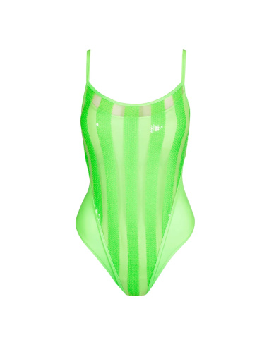Maillot de Bain 1 Pièce Bateau Rembourré Amovible, Sha - Néon, Sarda 3601130-NEN
