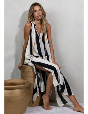 Robe Longue Maxi Sans Manches, Ad Selection 18032-NOIR