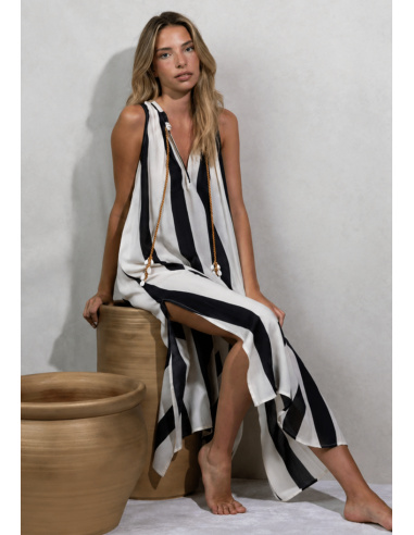 Robe Longue Maxi Sans Manches, Ad Selection 18032-NOIR