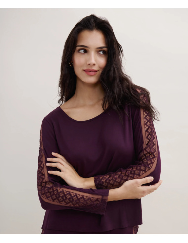 Long-sleeved top, Sweet Obsession - Deep Berry, Aubade 5L74-DEBE