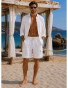 Linen Bermuda, Kevin, David DM24-046-WHITE