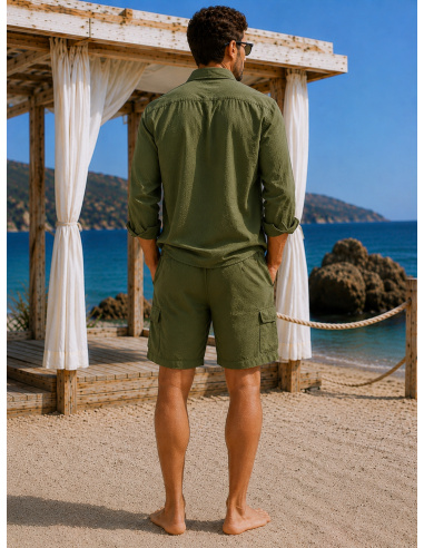 Linen Bermuda, David DM24-046-GREEN