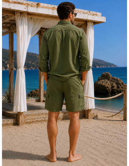 Linen Bermuda, David DM24-046-GREEN
