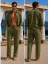 Linen Trousers, Nathan, David DM24-047-GREEN