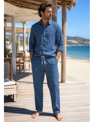 Chemise en Lin, Francis, David DM-FRANCIS-BLEU JEANS
