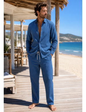 Chemise en Lin, Francis, David DM-FRANCIS-BLEU