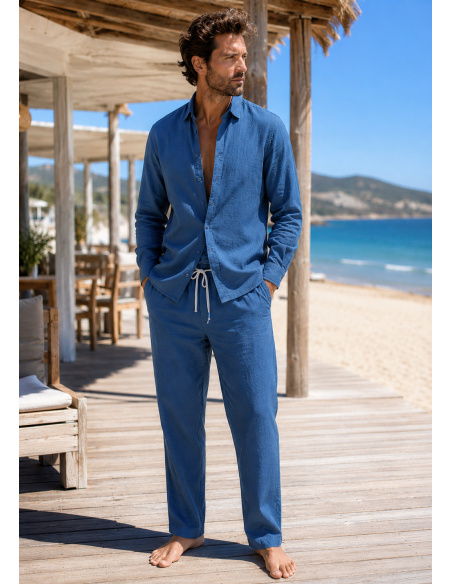 Chemise en Lin, Francis, David DM-FRANCIS-BLEU JEANS