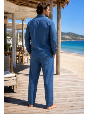 Chemise en Lin, Francis, David DM-FRANCIS-BLEU 2