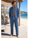 Linen Trousers, Nathan, David DM-NATHAN-BLEU