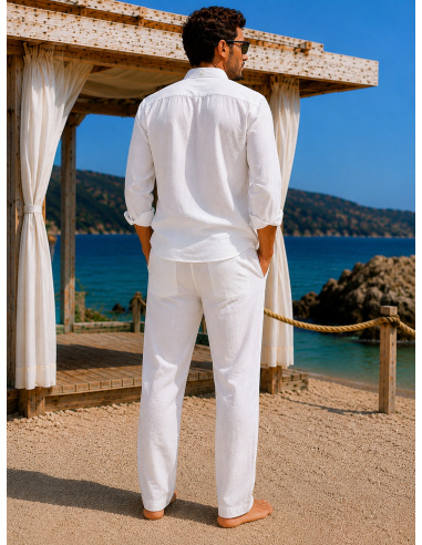Chemise en Lin, Leo, David DM-LEO-BLANC